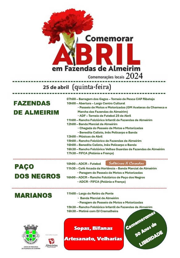 Notícia Comemorar Abril em Fazendas de Almeirim - Comemorações 2024