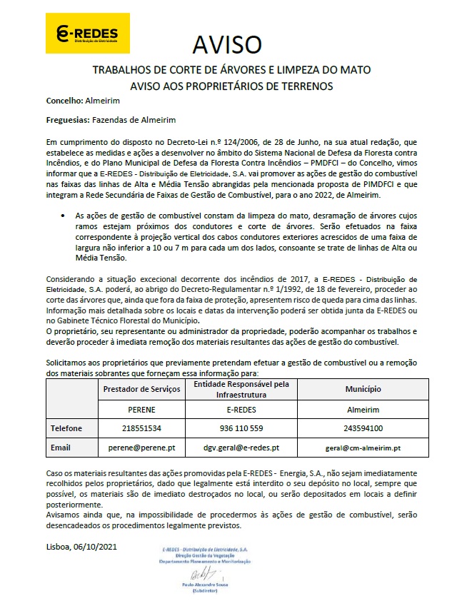 Imagem Aviso - E-Redes